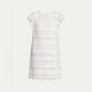 Women’s Carolina Herrera  Embroidered White Mini Shift Dress - Size US 8